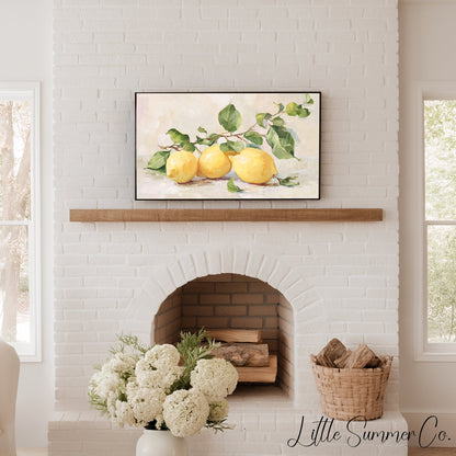 Yellow Lemons Frame TV Art displayed on a TV