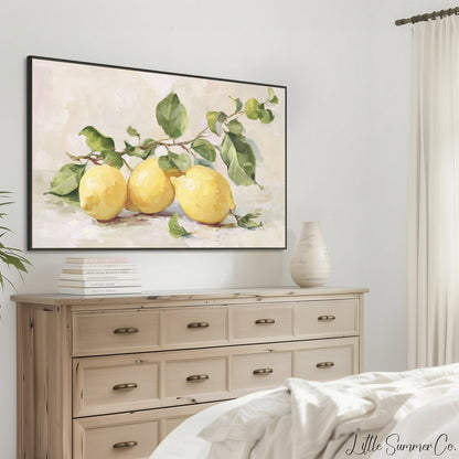 Yellow Lemons Frame TV Art displayed on a TV