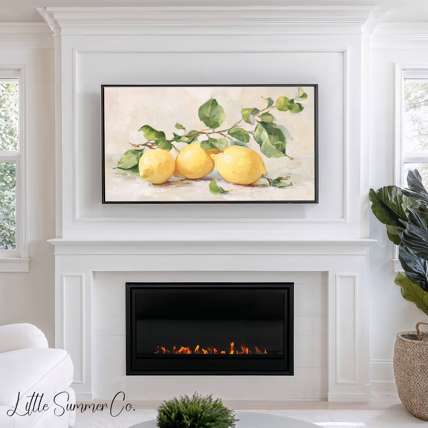 Yellow Lemons Frame TV Art displayed on a TV