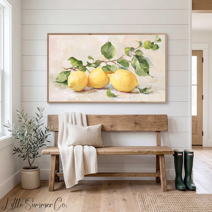 Yellow Lemons Frame TV Art displayed on a TV