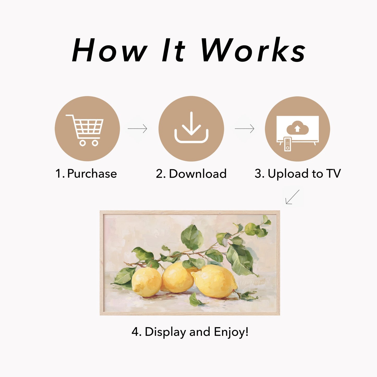 Yellow Lemons Frame TV Art displayed on a TV