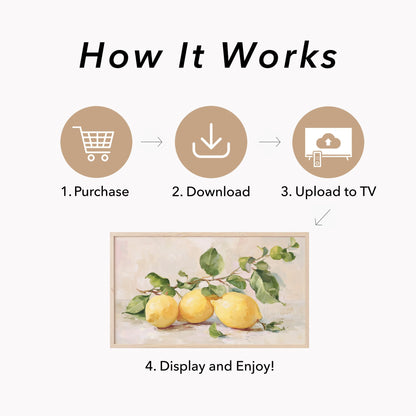 Yellow Lemons Frame TV Art displayed on a TV