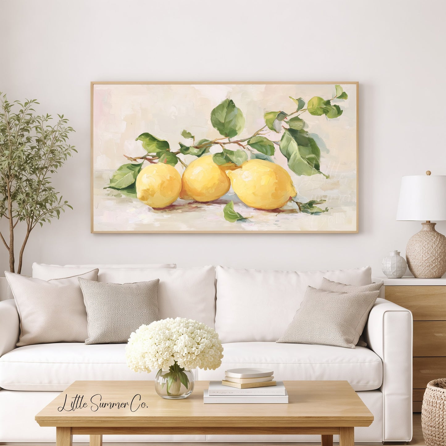 Yellow Lemons Frame TV Art displayed on a TV