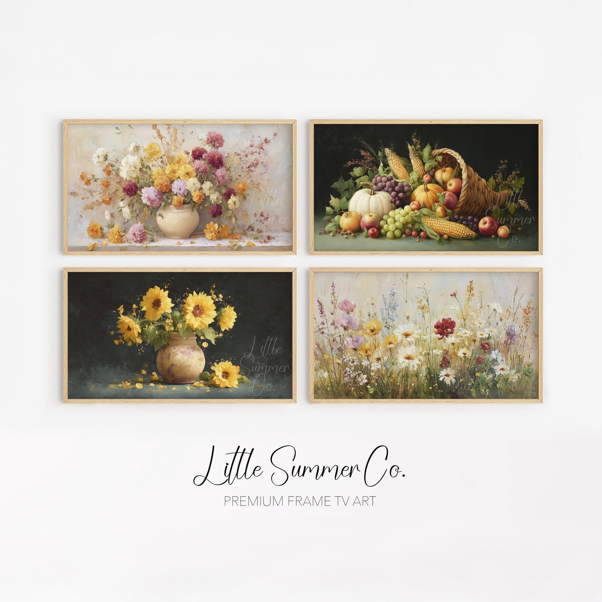 Summer Garden Blooms Frame TV Art Bundle displayed on a TV