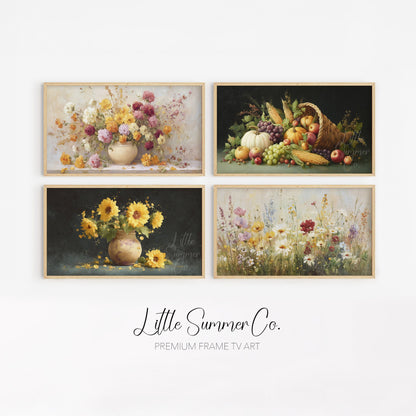 Summer Garden Blooms Frame TV Art Bundle displayed on a TV
