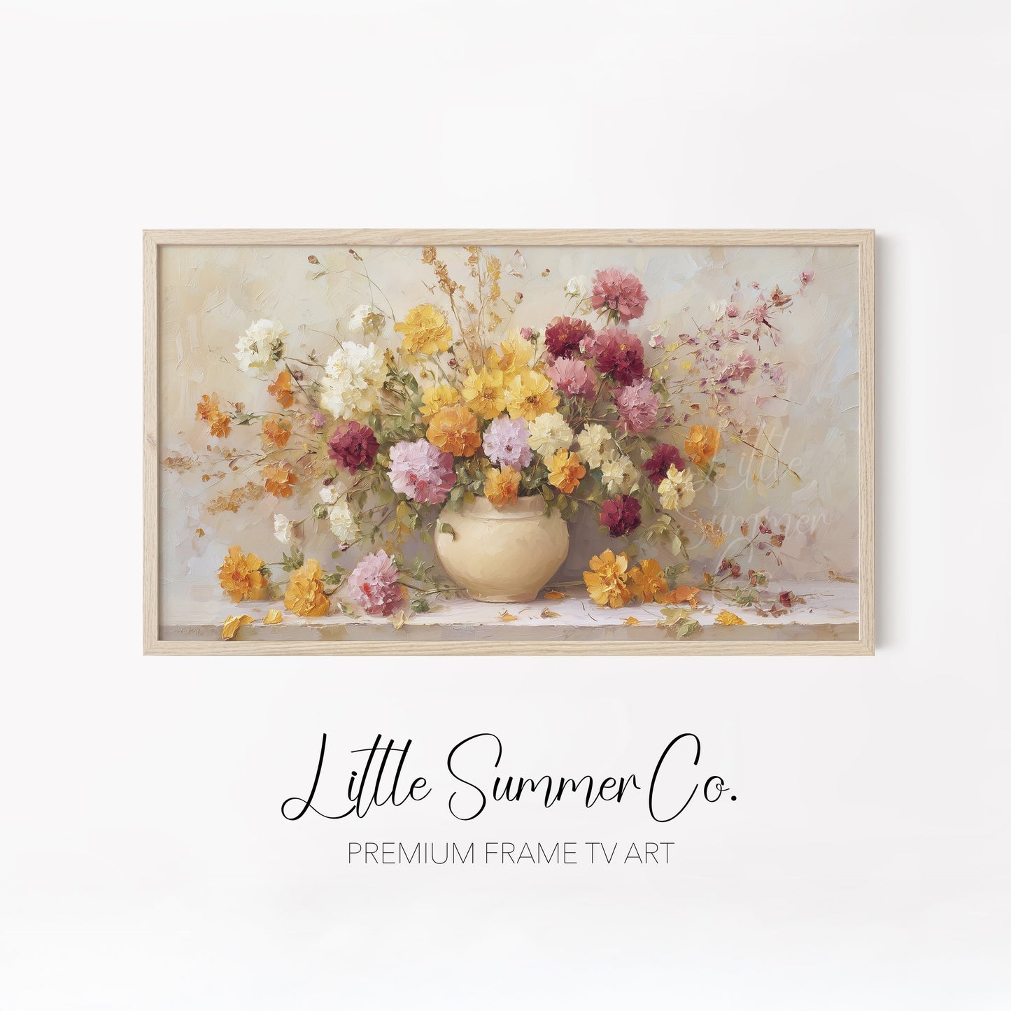 Summer Garden Blooms Frame TV Art Bundle displayed on a TV