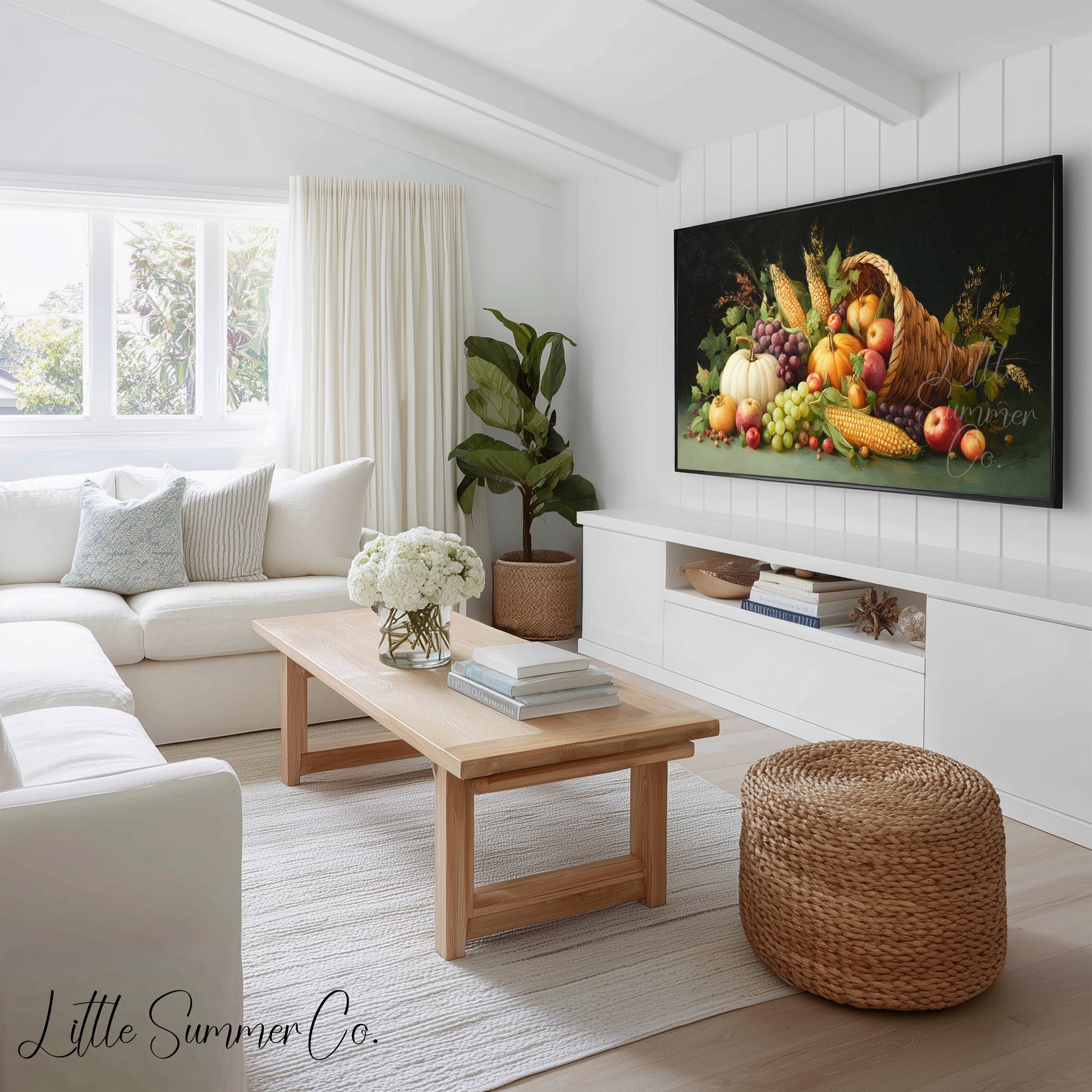 Summer Garden Blooms Frame TV Art Bundle displayed on a TV