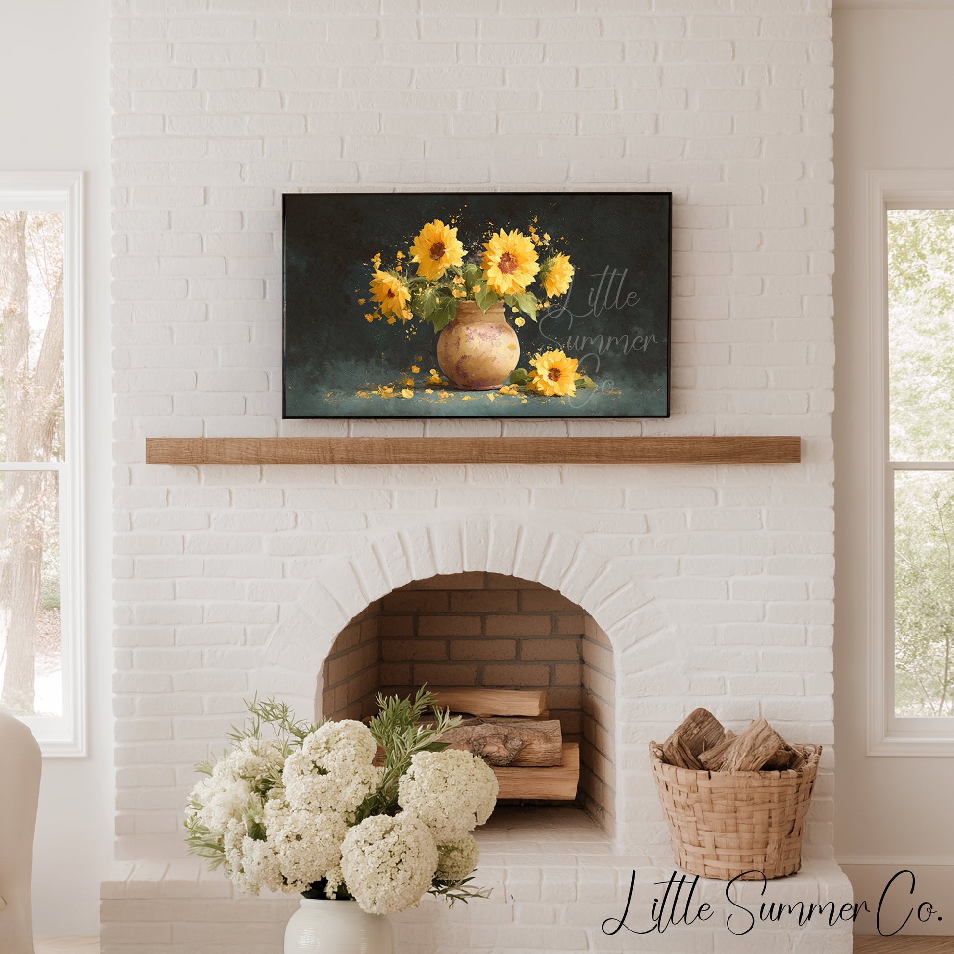 Summer Garden Blooms Frame TV Art Bundle displayed on a TV