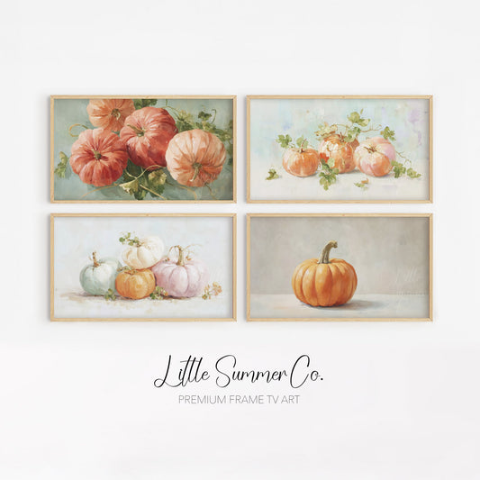 Pastel Pumpkins Frame TV Art Bundle displayed on a TV