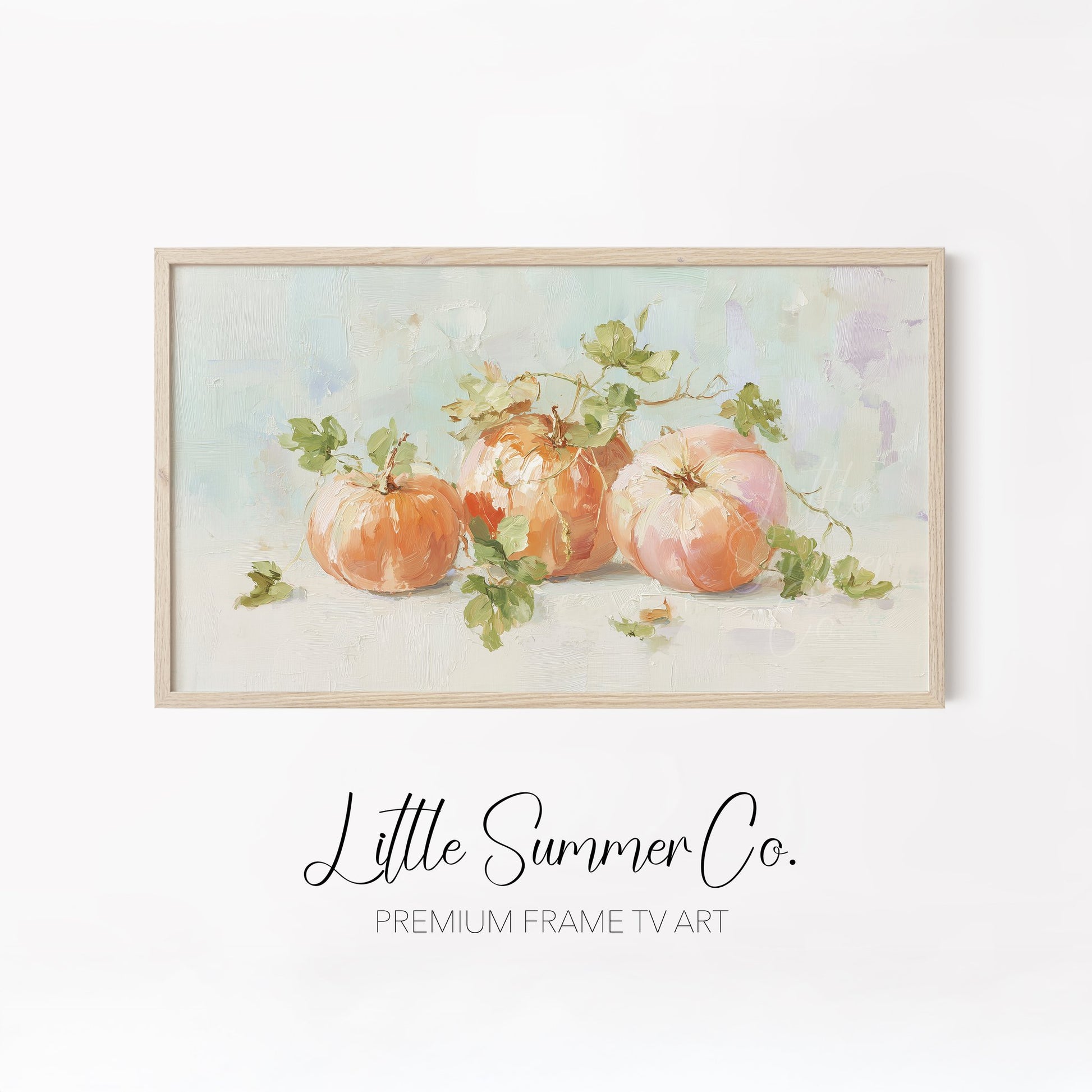 Pastel Pumpkins Frame TV Art Bundle displayed on a TV