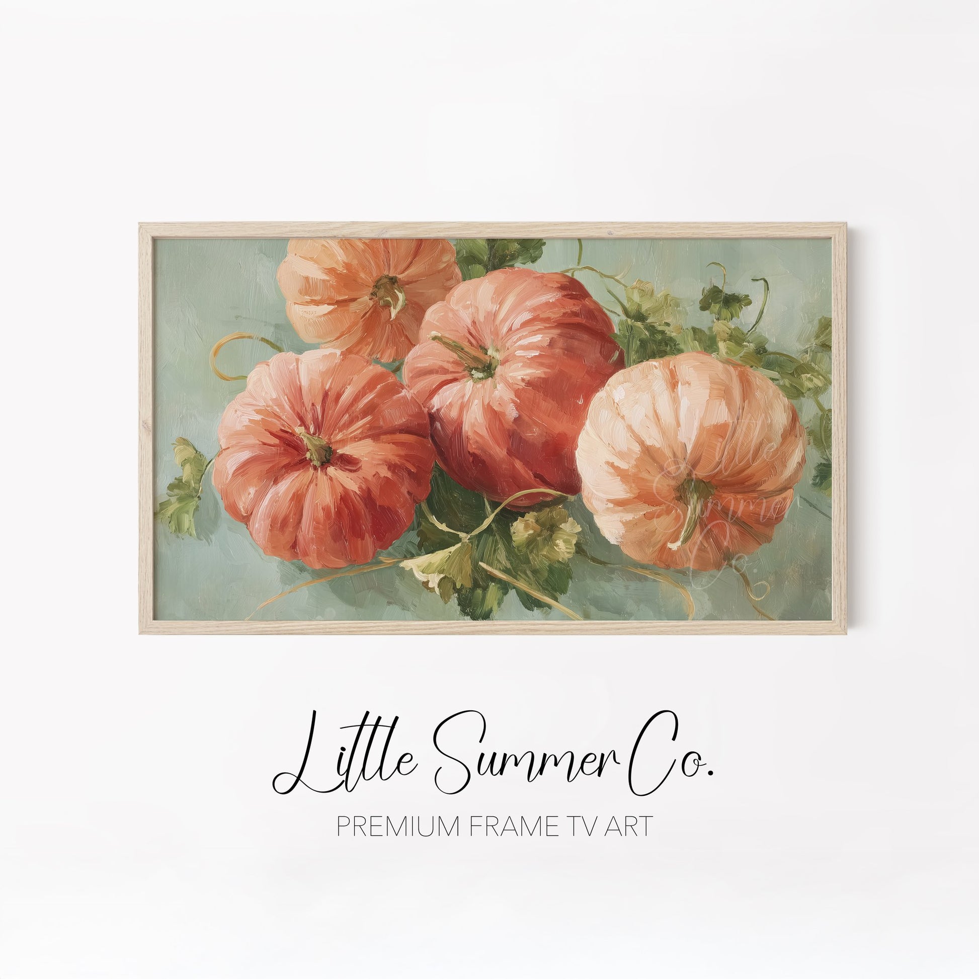 Pastel Pumpkins Frame TV Art Bundle displayed on a TV