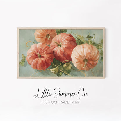 Pastel Pumpkins Frame TV Art Bundle displayed on a TV
