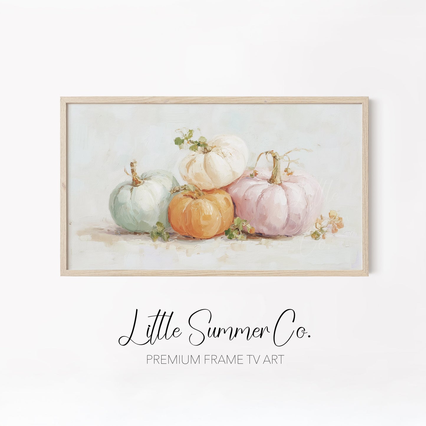 Pastel Pumpkins Frame TV Art Bundle displayed on a TV