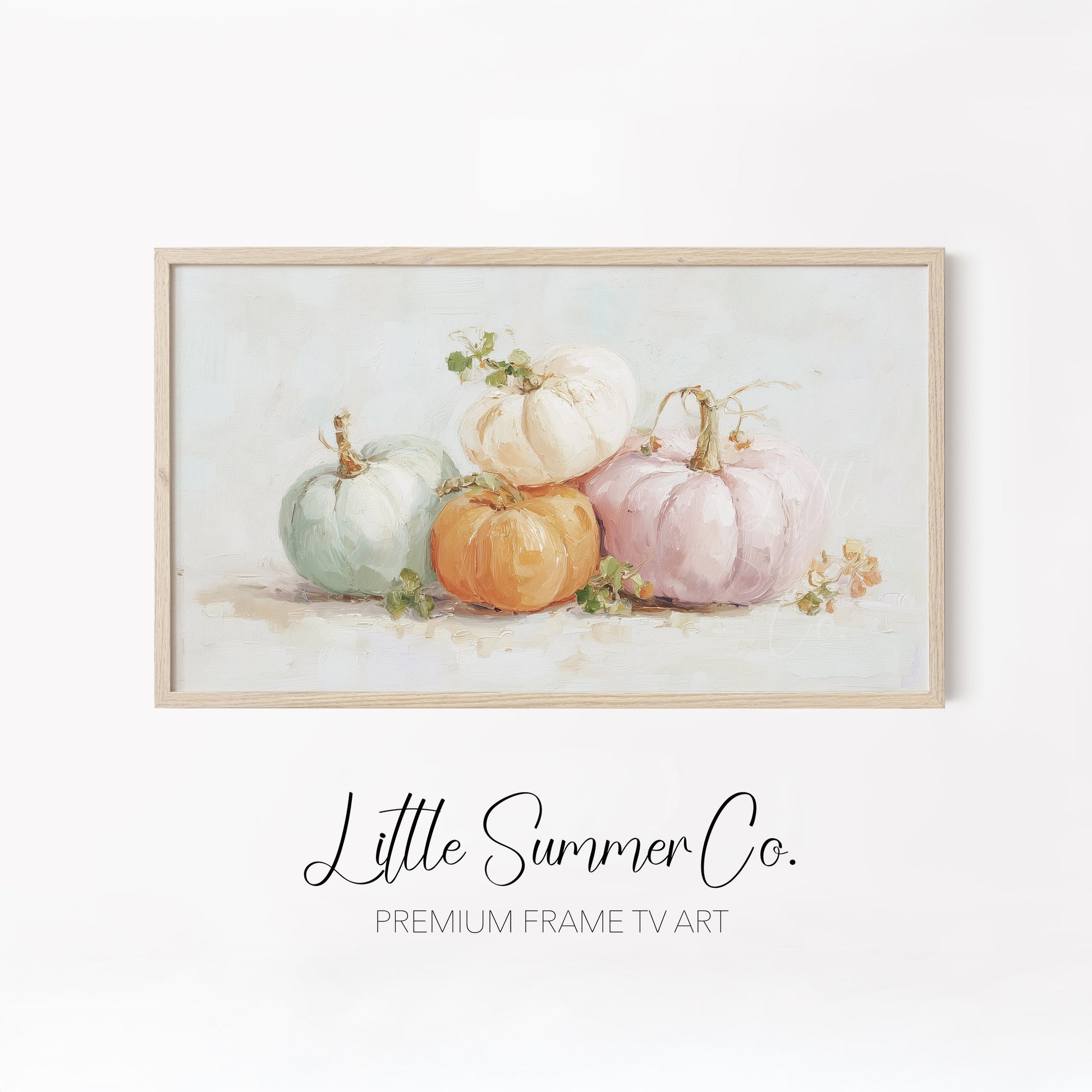 Pastel Pumpkins Frame TV Art Bundle displayed on a TV