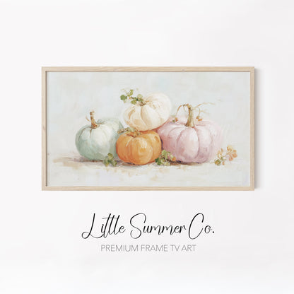 Pastel Pumpkins Frame TV Art Bundle displayed on a TV
