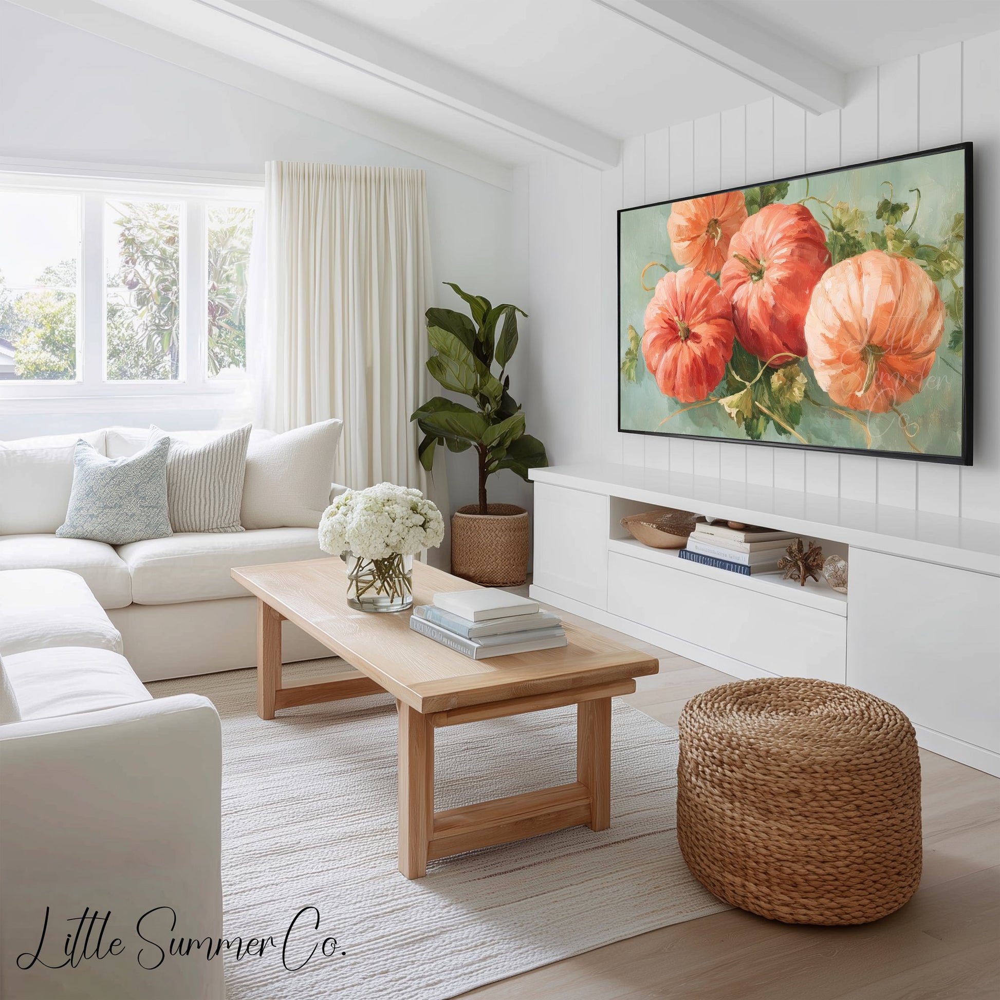 Pastel Pumpkins Frame TV Art Bundle displayed on a TV