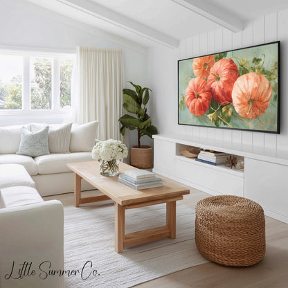 Pastel Pumpkins Frame TV Art Bundle displayed on a TV
