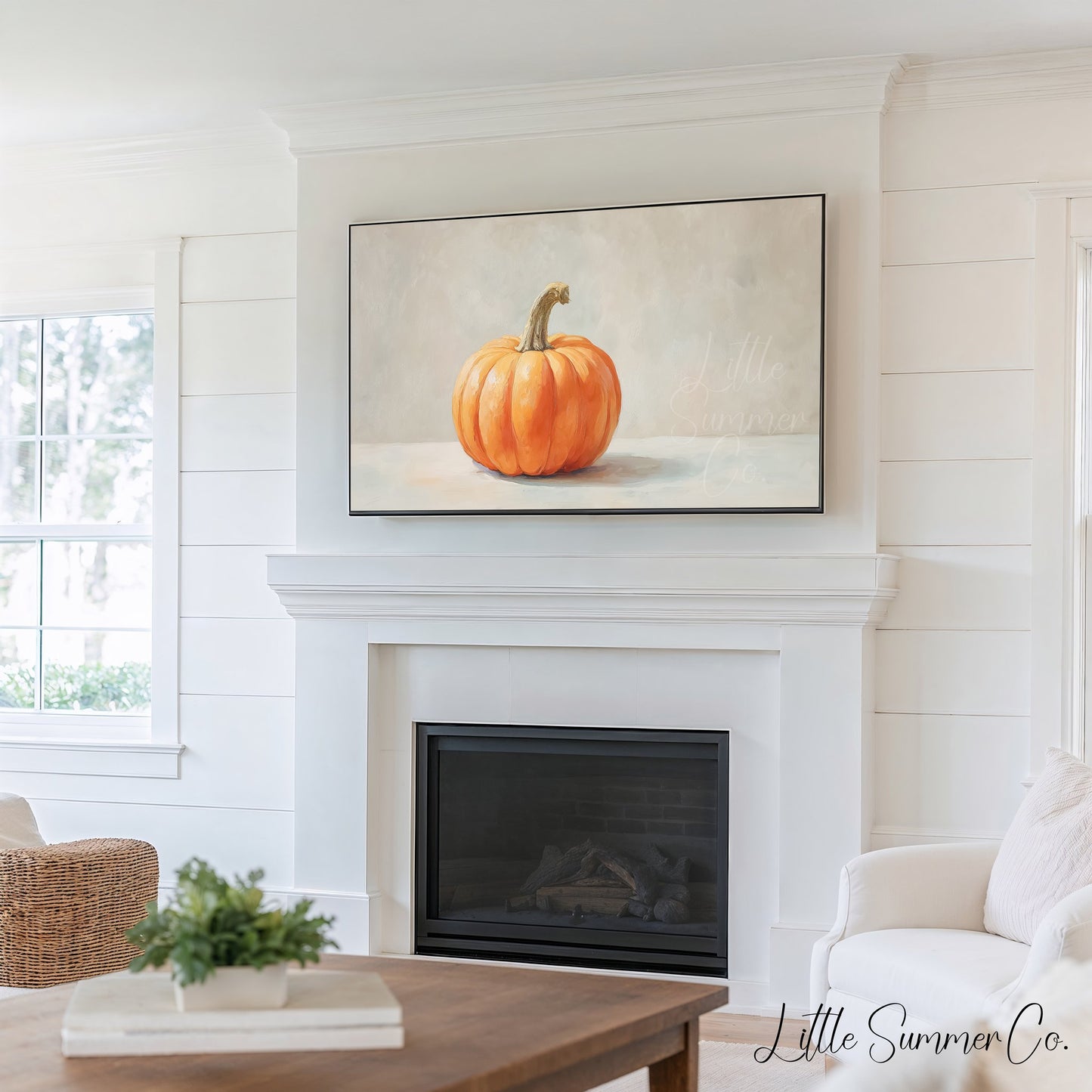 Pastel Pumpkins Frame TV Art Bundle displayed on a TV