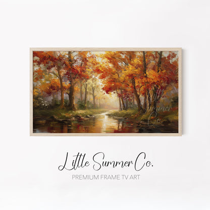 Golden Woodland Landscapes Frame TV Art Bundle displayed on a TV