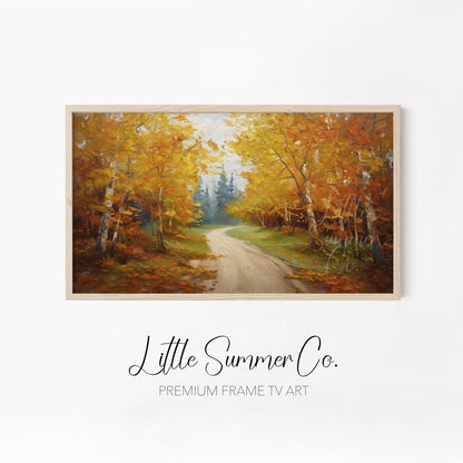 Golden Woodland Landscapes Frame TV Art Bundle displayed on a TV