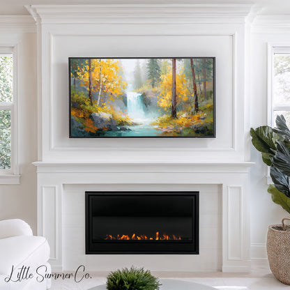 Golden Woodland Landscapes Frame TV Art Bundle displayed on a TV