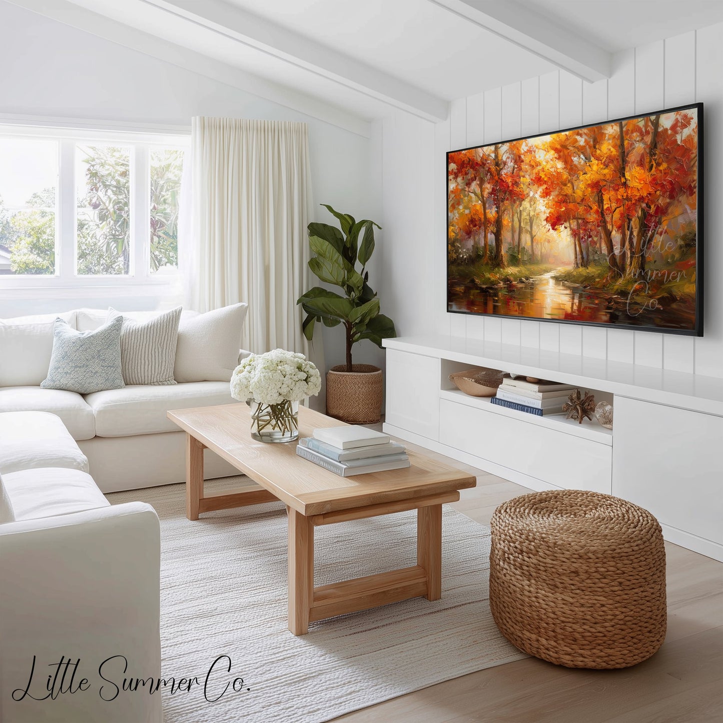 Golden Woodland Landscapes Frame TV Art Bundle displayed on a TV
