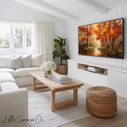 Golden Woodland Landscapes Frame TV Art Bundle displayed on a TV