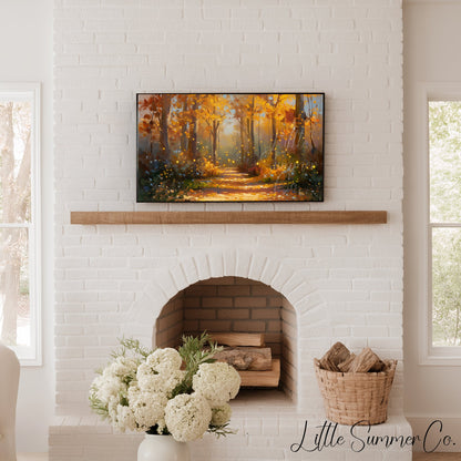 Golden Woodland Landscapes Frame TV Art Bundle displayed on a TV