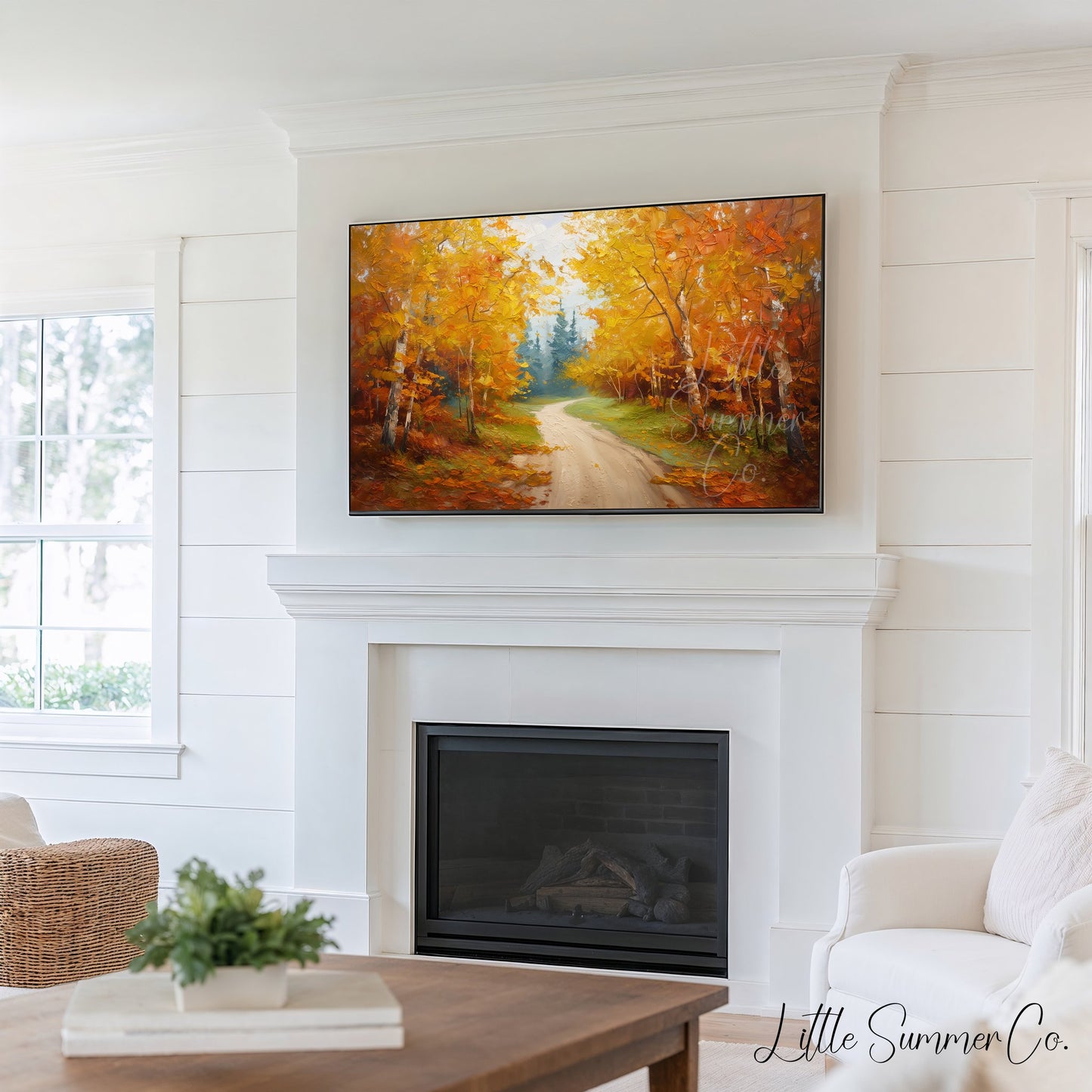 Golden Woodland Landscapes Frame TV Art Bundle displayed on a TV