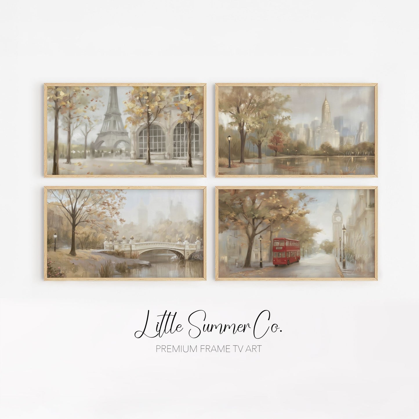 Timeless City Scenes Frame TV Art Bundle displayed on a TV