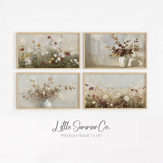 Neutral Botanicals Frame TV Art Bundle displayed on a TV