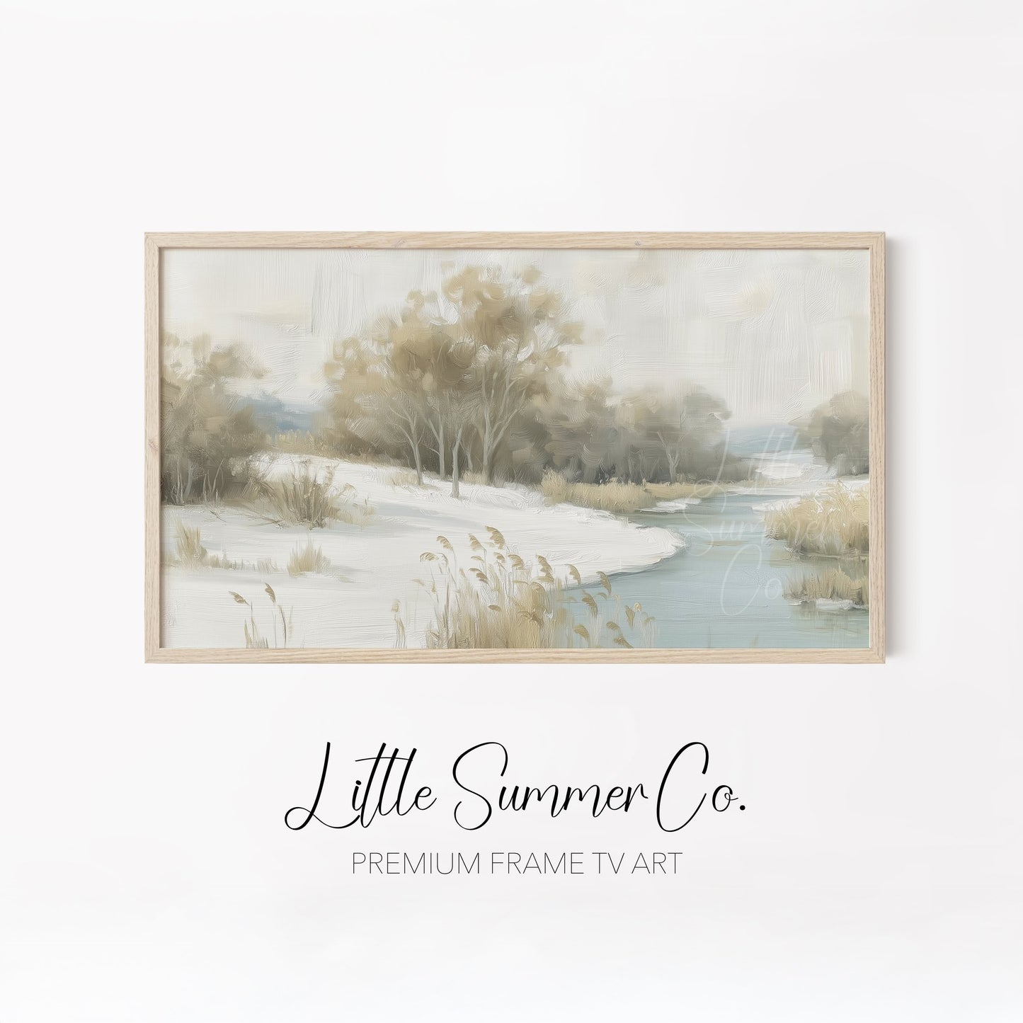 Snowy Mountain River Frame TV Art Bundle displayed on a TV