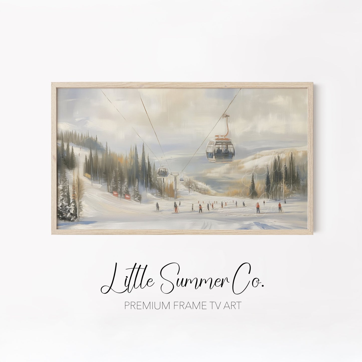 Alpine Ski Resort Scenes Frame TV Art Bundle displayed on a TV