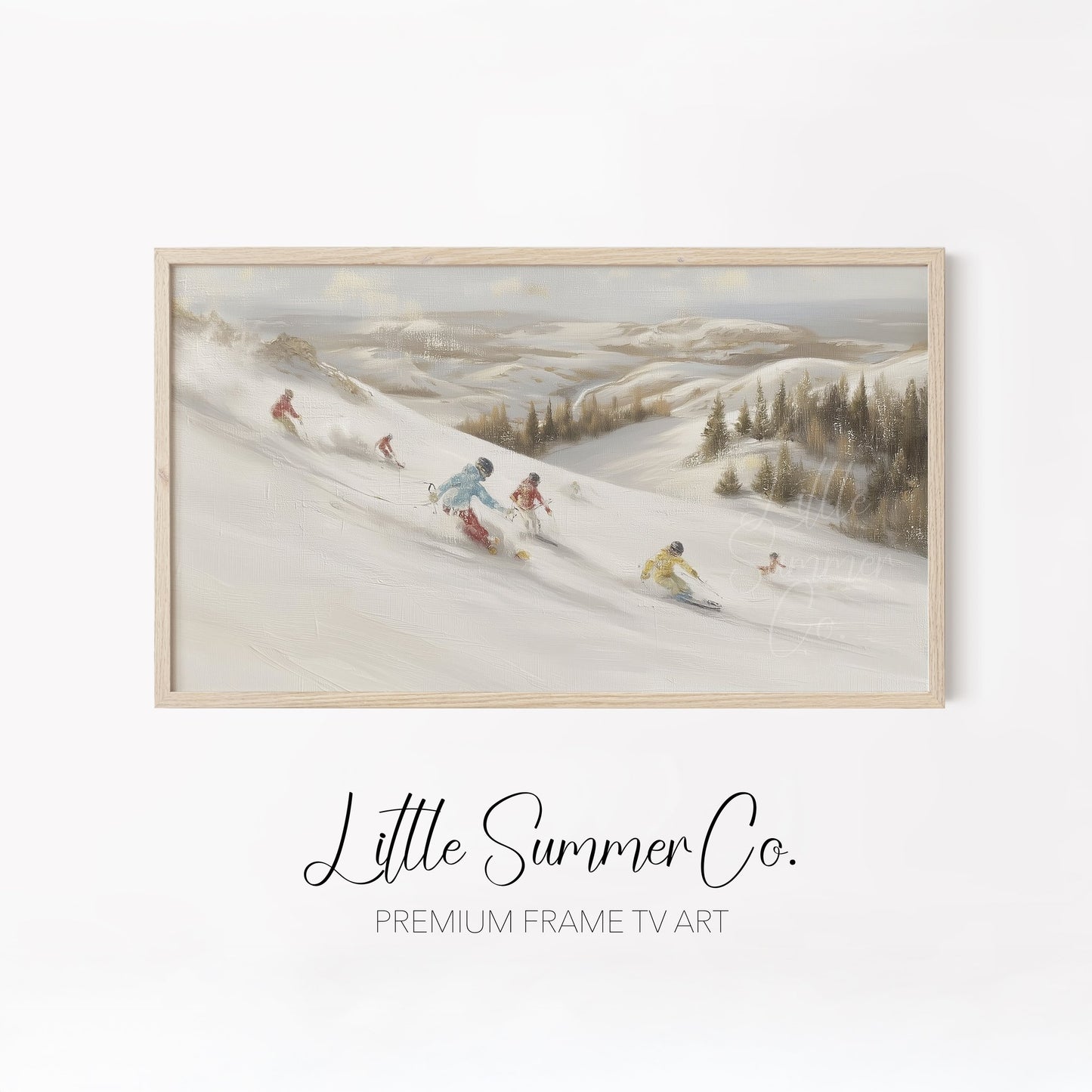 Alpine Ski Resort Scenes Frame TV Art Bundle displayed on a TV