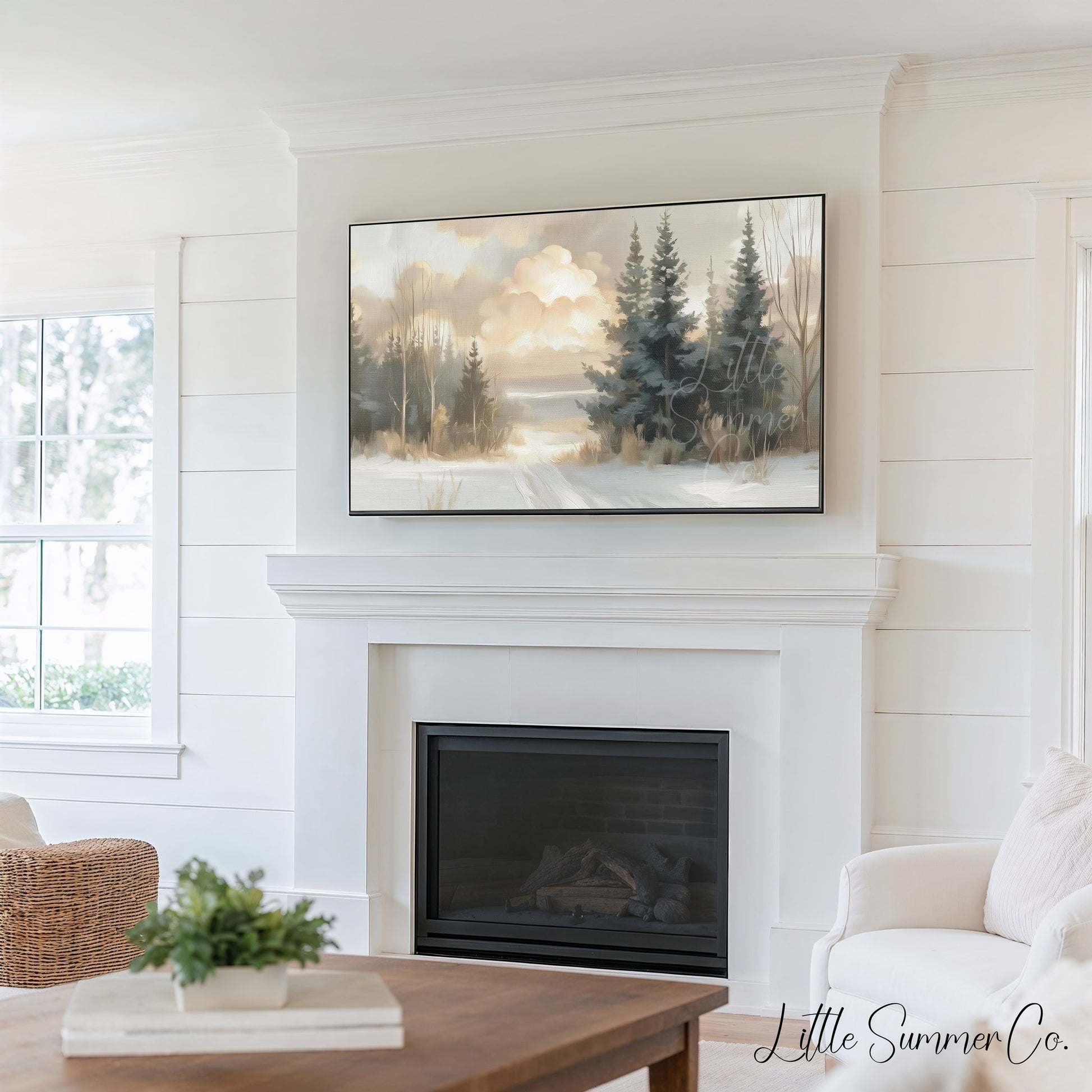Alpine Ski Resort Scenes Frame TV Art Bundle displayed on a TV