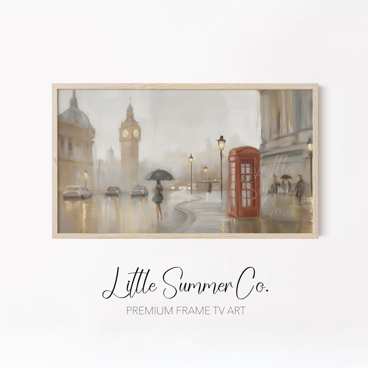 Rainy European Cities Frame TV Art Bundle displayed on a TV
