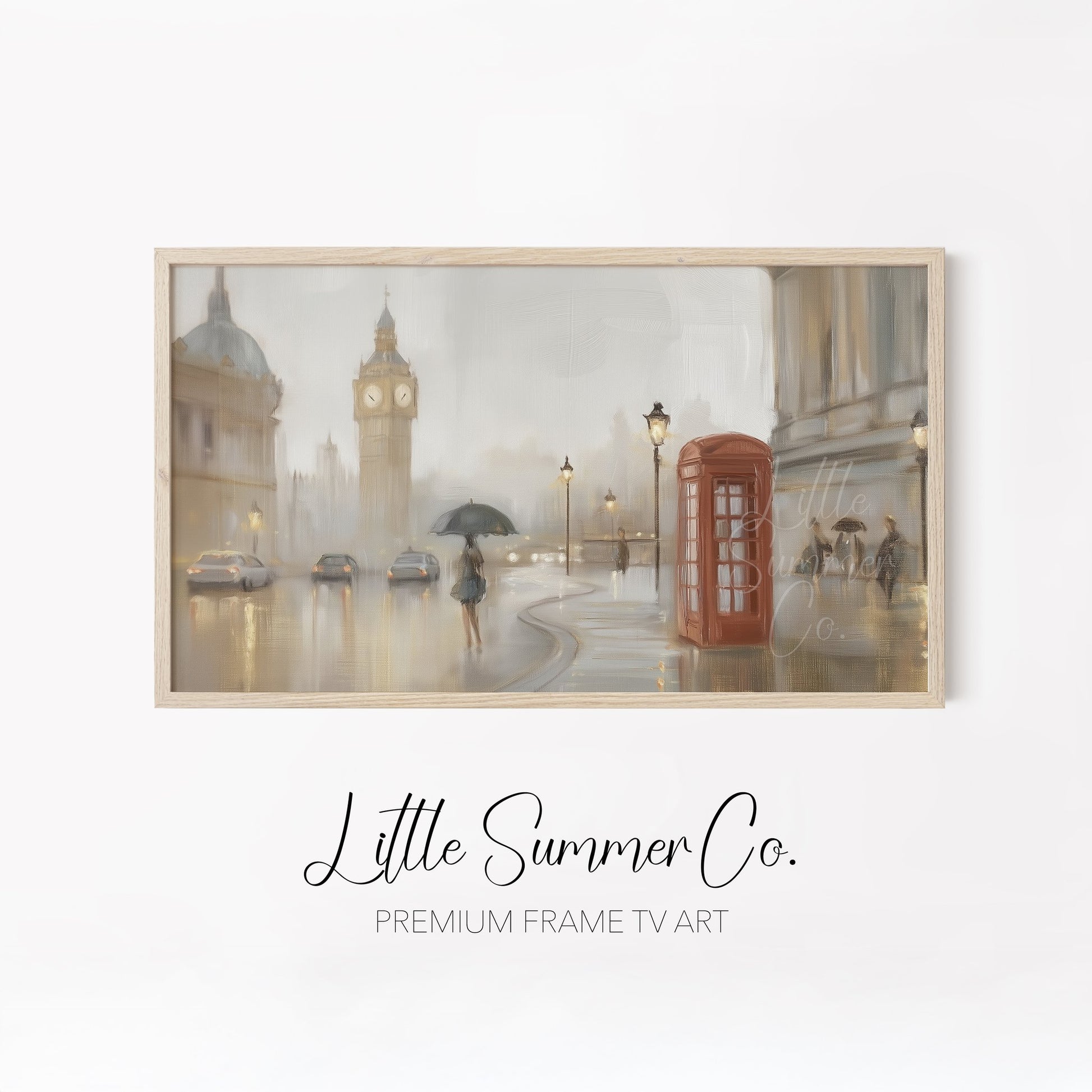 Rainy European Cities Frame TV Art Bundle displayed on a TV