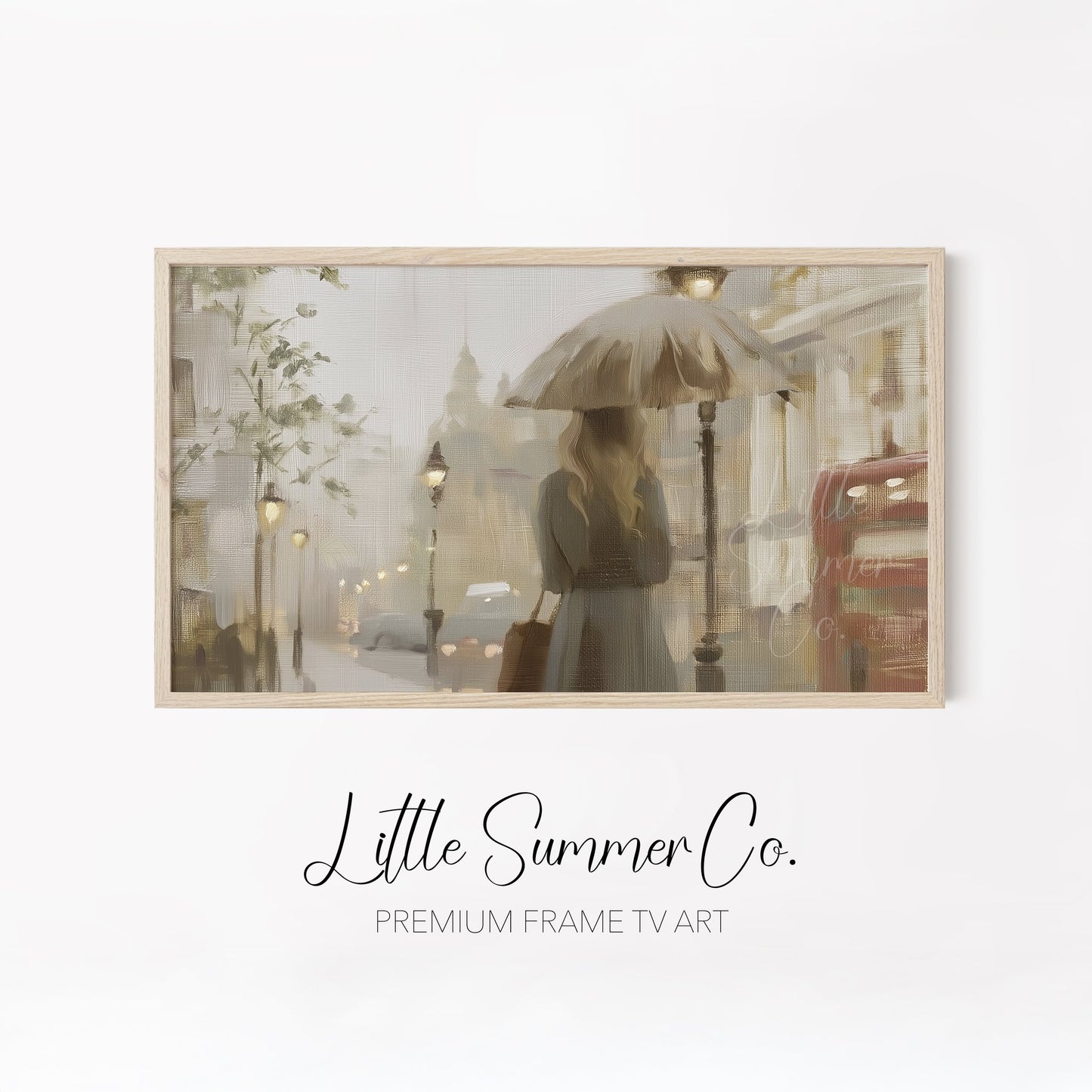 Rainy European Cities Frame TV Art Bundle displayed on a TV