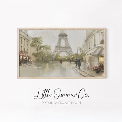 Rainy European Cities Frame TV Art Bundle displayed on a TV