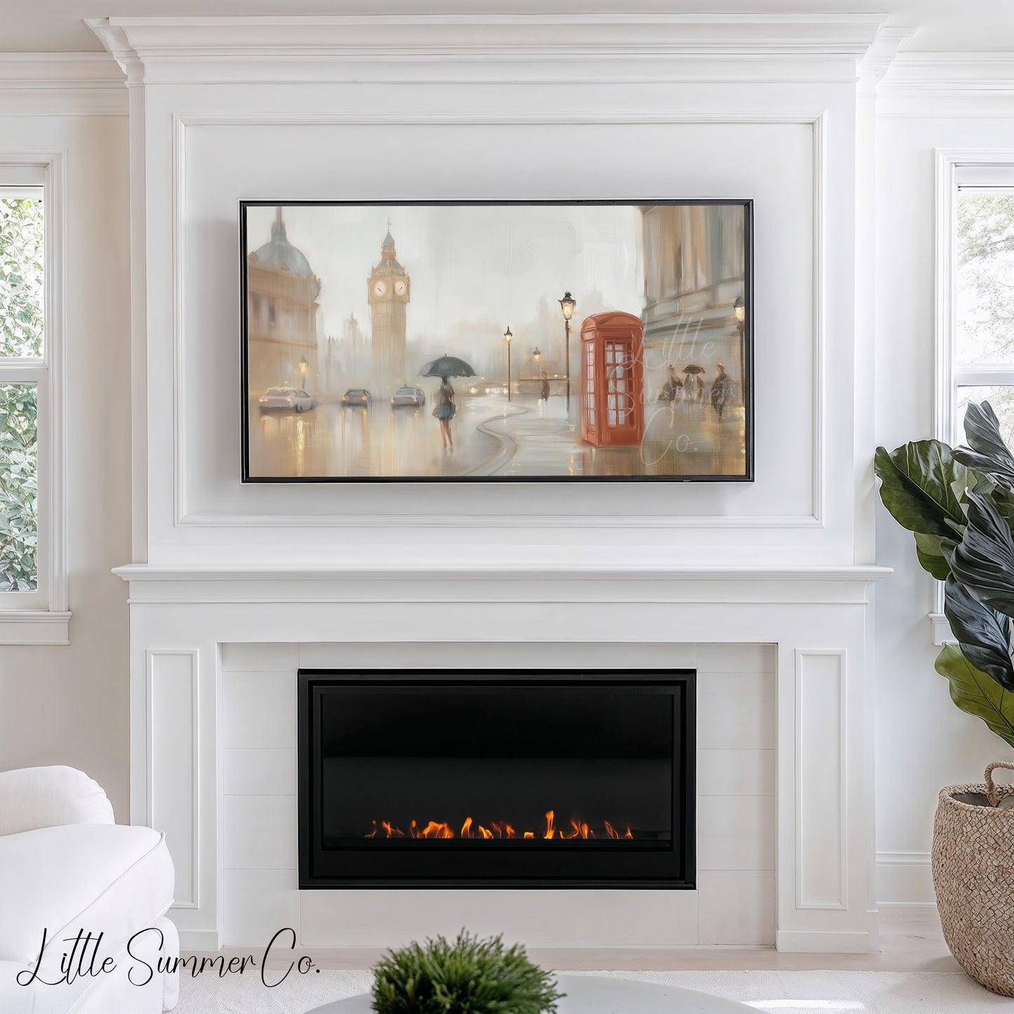 Rainy European Cities Frame TV Art Bundle displayed on a TV