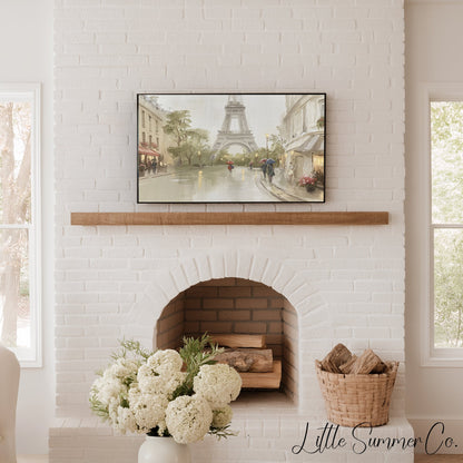 Rainy European Cities Frame TV Art Bundle displayed on a TV