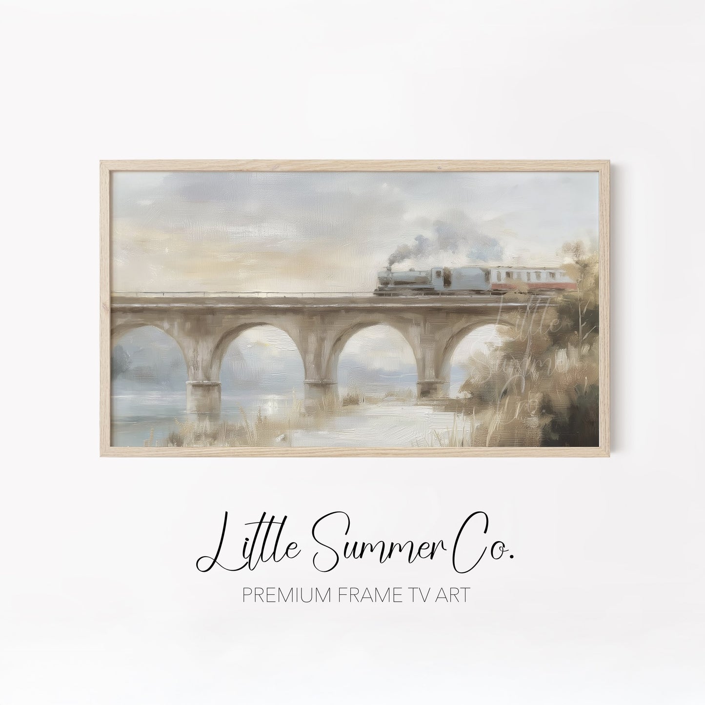 Snowy Steam Train Journeys Frame TV Art Bundle displayed on a TV