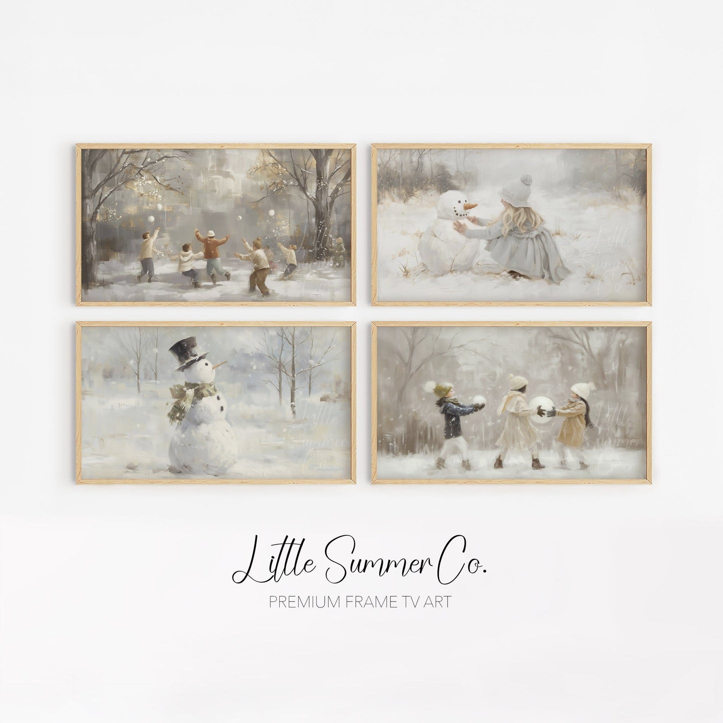 Snowy Playtime Moments Frame TV Art Bundle displayed on a TV