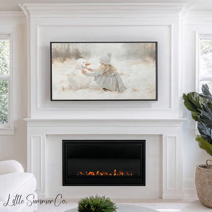 Snowy Playtime Moments Frame TV Art Bundle displayed on a TV