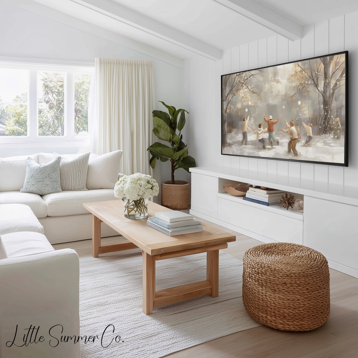 Snowy Playtime Moments Frame TV Art Bundle displayed on a TV