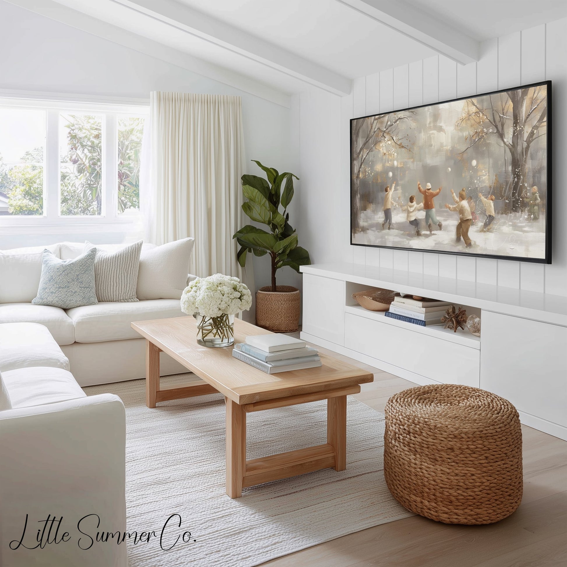 Snowy Playtime Moments Frame TV Art Bundle displayed on a TV