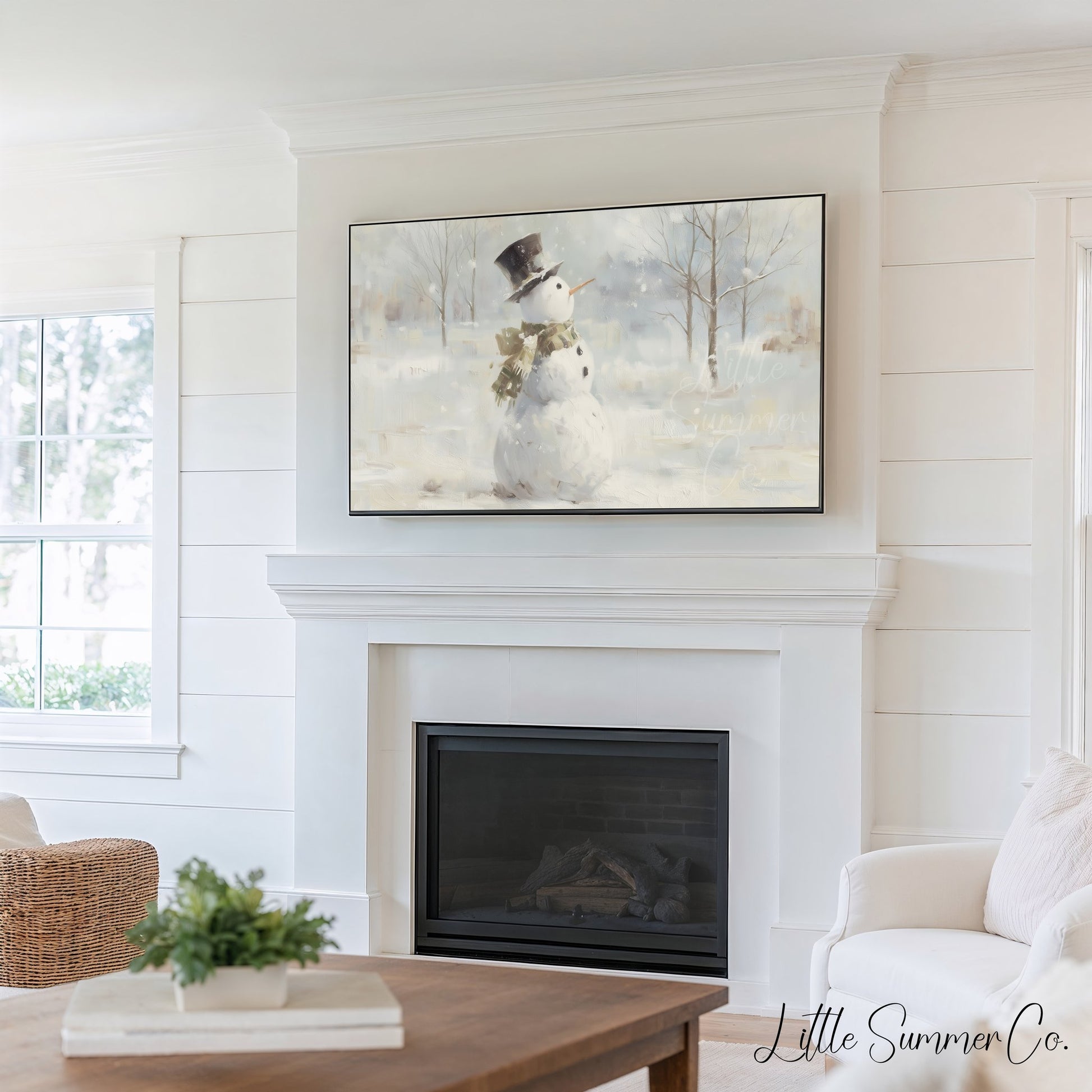 Snowy Playtime Moments Frame TV Art Bundle displayed on a TV