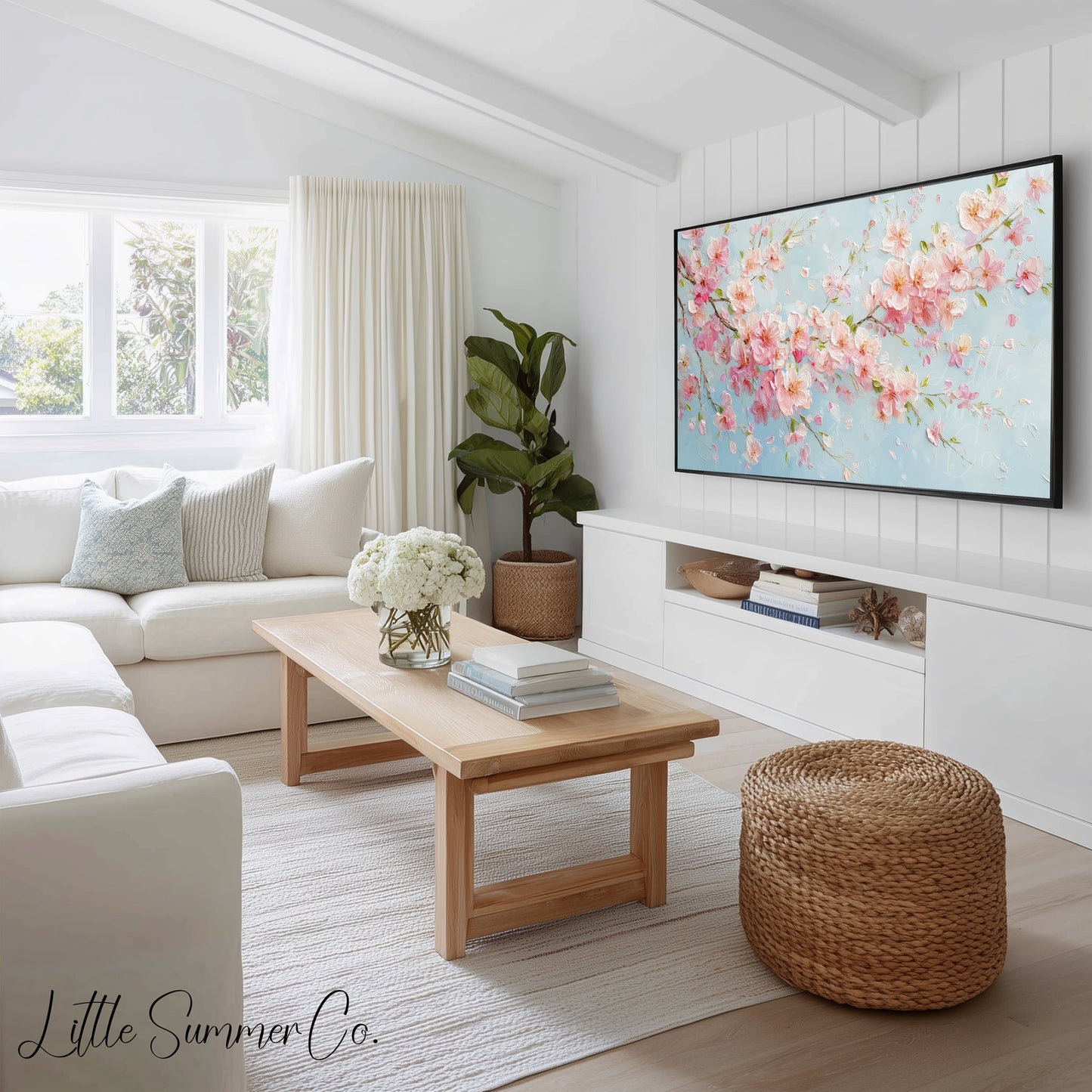 Pastel Blossom Collection Frame TV Art Bundle displayed on a TV