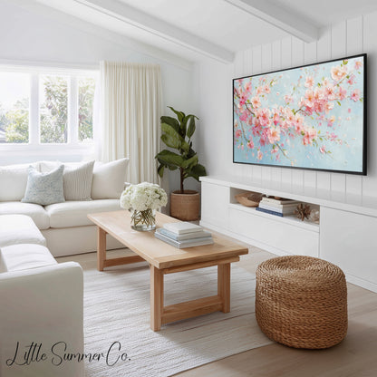 Pastel Blossom Collection Frame TV Art Bundle displayed on a TV