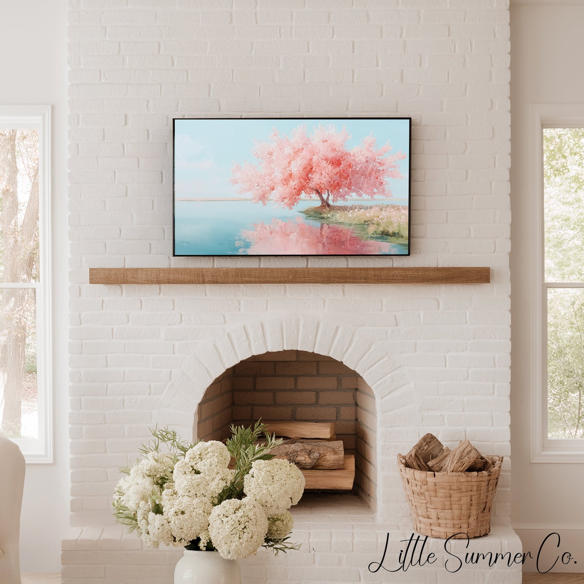 Pastel Blossom Collection Frame TV Art Bundle displayed on a TV